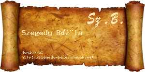 Szegedy Béla névjegykártya