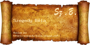 Szegedy Béla névjegykártya